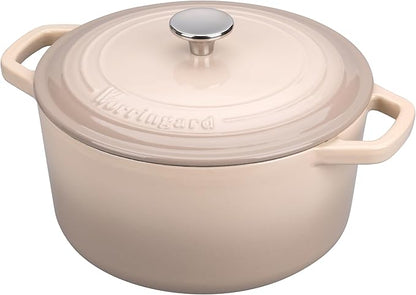 VORRINGARD Enameled Cast Iron Dutch Oven Pot with Lid, for Bread Baking, Round Bread Oven- include Sourdough Bread Baking Supplies Set, 4.5QT, Latte