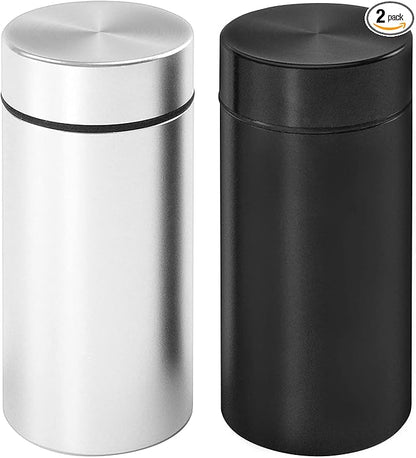OZCHIN Aluminum Storage Jar Portable Airtight Smell Proof Container Bottle Multipurpose Storage Container for Spices, Coffee & Teas 80ml (Silver&Black)