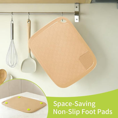 Compostable Rice Husk Cutting Board, Rice Husk Fiber & Natural Starch Cutting Boards, Dishwasher Safe Cutting Boards for Kitchen with Non-Slip Pads, Grinding Area, Juice Groove, 15.7" x11.8"