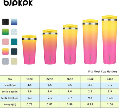 BJPKPK 30oz Stainless Steel Insulated Tumbler With lid And Straw Travel Coffee Thermal Tumblers Cup For Women And Men,Pink Yellow Rose