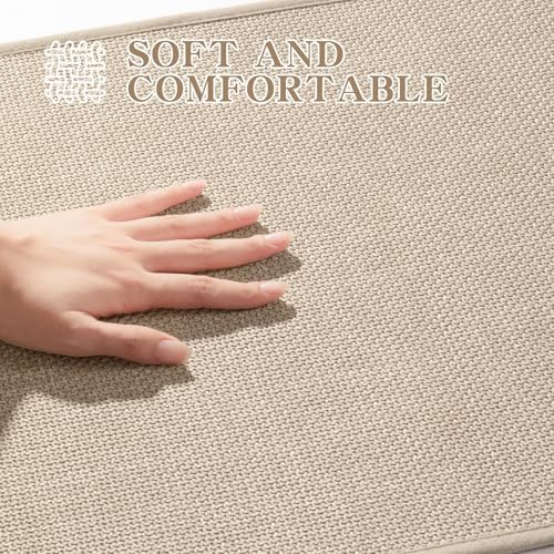 chakme Bathroom Rugs Mat 36x25, Ultra Thin Non Slip Bath Mat Large Quick Dry Absorbent Bath Mat for Bathroom Floor, (Light Beige, 36"x25")
