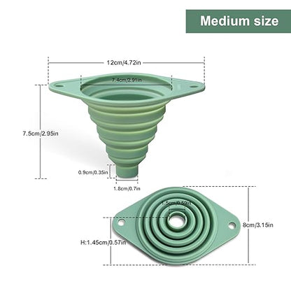 Kitchen Funnel Set of 3,Small and Large,Funnels for Kitchen Use Filling Bottle,Folding Silicone Funnel Used for Transferring Liquids in The Kitchen