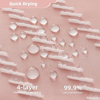 Siiluminisoy Extra Long Pink Boho Shower Curtain with White Tassel, Woven Fabric Cute Shower Curtain, Tufted Chevron Striped, 72 x 78, Modern Chic Textured Minimalist Bathroom Shower Curtain
