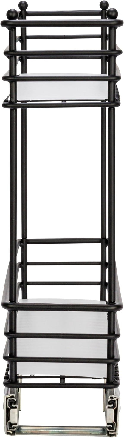 Household Essentials Glidez Under Cabinet 2‑Tier Pull‑Out Storage Organizer with Removable PEVA Liners, Matte Black