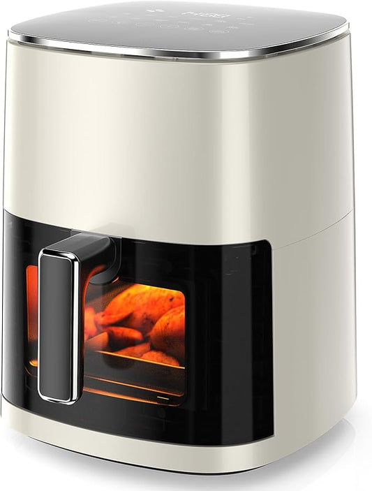 NEWBULIG Air Fryer 6.34 Quarts, Airfryer with Visual Window, 400℉ Fast Heating Air Fryers Oven with Timer, Auto-Off, Non Toxic & Non Stick, Multiple 12 Modes for Roast, Bake, Dehydrate, Fry, Reheat