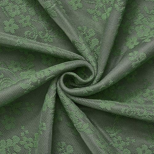 TUDECO Forest Green Lace Shower Curtain for Bathroom, 72W x 84L Inch