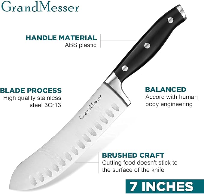 Butcher Knife, 7 inch Bullnose Knife, High Carbon German Stainless Steel Forging, Ergonomic ABS Handle Triple-riveted, with Gift Box