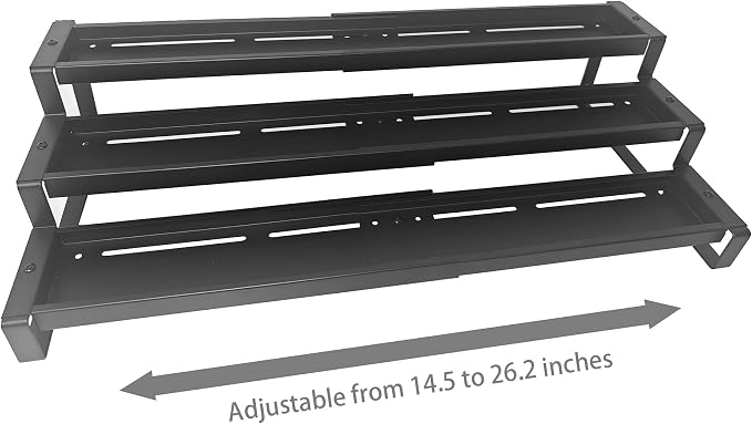 3-Tier Spice Rack Organizer for Cabinet, Adjustable Tiered Spice Shelf for Countertop,Wall Mount, Metal Spice Organizer for Kitchen, Seasoning Rack for Pantry Storage