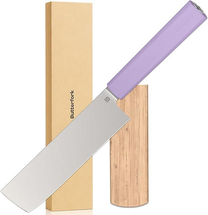 6 Inch Nakiri Knife, AR-RPM9 Steel & Replaceable Handle, Multipurpose Meat Cleaver Vegetable Chef Knife with Oak Sheath, Gift for Home Chefs