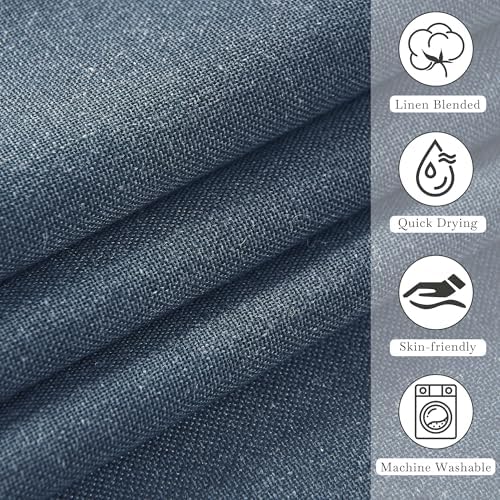 KGORGE Linen Fabric Shower Curtain Sets for Bathroom-Button Hole Waterproof Lightweight Washable Privacy Shower Curtains for Bathtub with 12 Metal Hooks, W72 x L84 inches, Navy Blue, 1 Panel