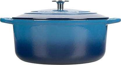 EDGING CASTING Enameled Cast Iron Dutch Oven Pot with Lid, 7 Quart, Round Dutch Ovens for Bread Baking, Bread Oven, Oven Safe up to 500°F, Lake Blue