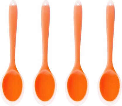 4Pcs Silicone Cooking Spoon, Heat-Resistant Nonstick Silicone Spoon for Stirring, Mixing, Cooking, Baking and Daily Use(Orange)