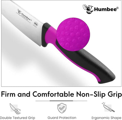 6-Inch Chef Knife, NSF Certified Razor-Sharp High Carbon Stainless Steel Blade – Ergonomic Color Coded Handle, Non-Slip Grip Kitchen Knife, DT-10 Series, Purple