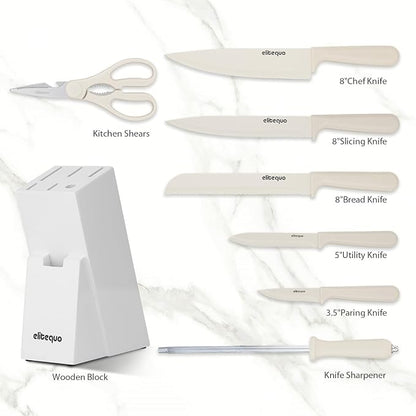 8 Piece Kitchen Knife Block Set with Sharpener,Dishwasher Safe,German Stainless Steel with Ergonomic Handle Anti-slip Handle