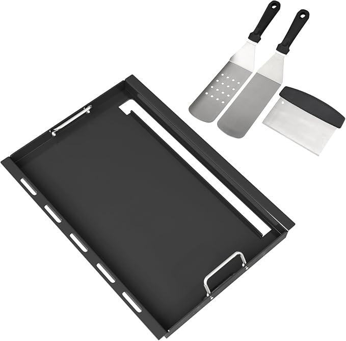 Full Size Griddle Insert with Spatula Set for Home Depot Nexgrill 5 Burner 720-0888 720-0888N, Flat Top Plate Replacement Parts for Nexgrill 4 Burner 720-0830 720-0830H Gas Grill Models, Carbon Steel