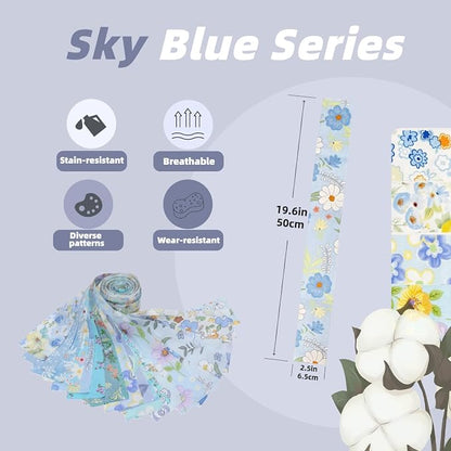 40-Pcs Light & Fresh Floral Fabric Strips - Precut Cotton for DIY Quilting & Home Decor
