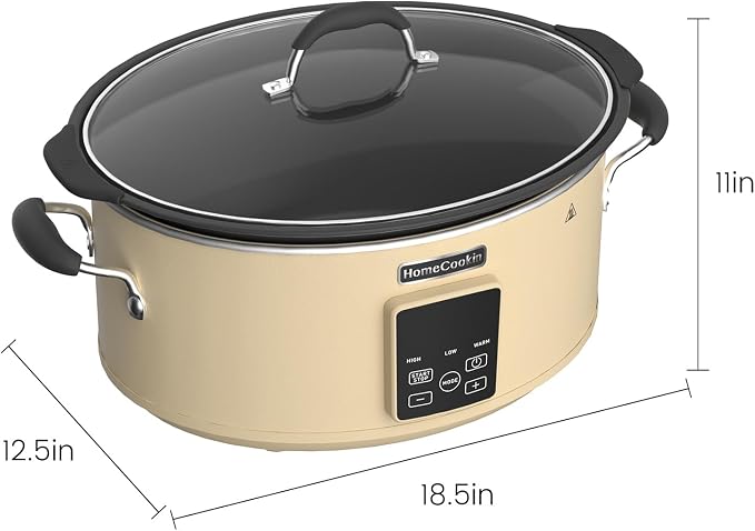HOMECOOKIN Slow Cooker, Extra Large 10 Quart Programmable Slow Cookers, Dishwasher Safe Glass Lid & Crock, Kitchen Appliance for Families and Gatherings, Oatmeal