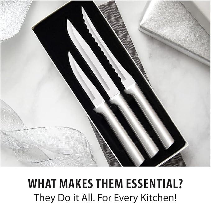 Rada Cutlery Cooking Essentials Gift Set (S49), 3-Piece Knife Set, Stainless Steel Blades, Silver Handle