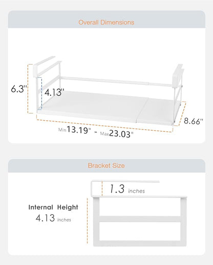Under Shelf Storage Basket, 2-Pack Under Cabinet Shelf Organizer | Expandable Hanging Basket Holds 35 lbs Add-On Kitchen Pantry Cupboard Counter Laundry 13.19-23.03" W x 8.66" D x 4.13" H
