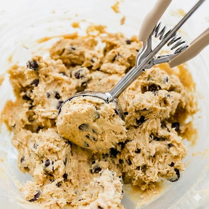 Ice Cream Scoop, 18/8 Stainless Steel Cookie Scoop, Cookie Scoops for Baking, 1.5 Tbsp/ 23ml/ 0.7 oz Cookie Dough Scoop, Ice Cream Scooper with Trigger Release, Cookie Scooper for Baking (#50 Brown)