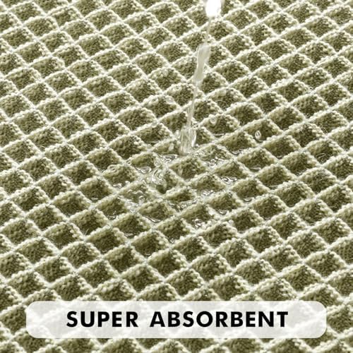MIULEE Set of 2 Waffle Bathroom Rugs Boho Bath Mat Sage Green 20x32 Inch