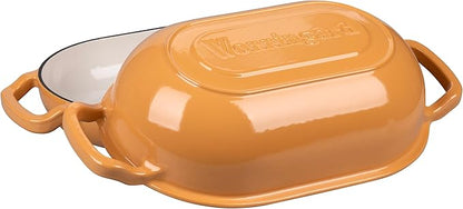 VORRINGARD Enameled Cast Iron Sourdough Bread Oven, Dutch Oven, Loaf Cast Iron Bread Pan for Homemade Bread Baking, Meatloaf Pan with Lid, 5QT, Yellow