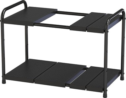 Deco Brothers Under Sink 2 Tier Expandable Shelf Organizer, Black