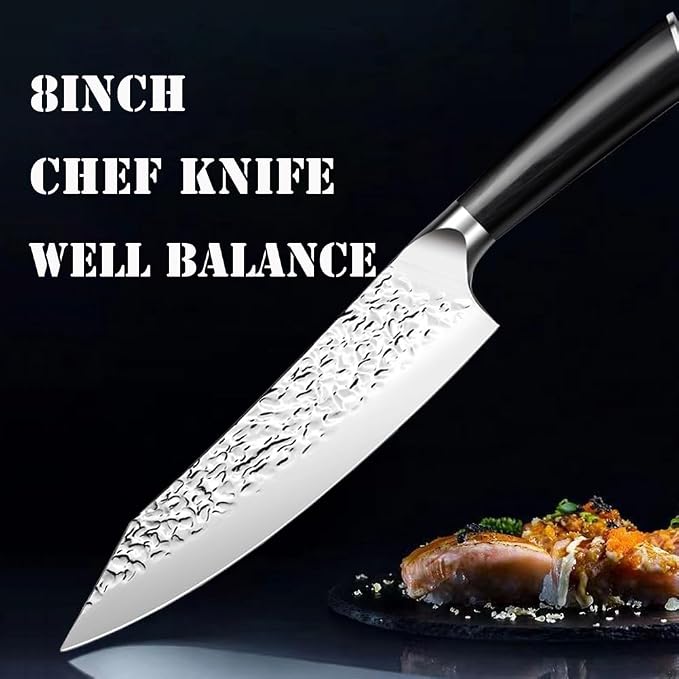 Chef Knife Starter 8 inch Super Sharp Chef's Knife Home Cook Kitchen Knife Premium Carbon Stainless Steel Universal knife with Ergonomic Wooden Handle in Gift Box