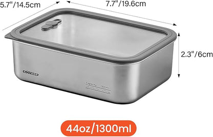 44oz/1300ml Stainless Steel Food Containers,Stainless Steel Containers with Lids,Snack Containers,Lunch Box,Easy Clean,Airtight & Leakproof for Kitchen Storage,Dishwasher Safe,BPA-Free