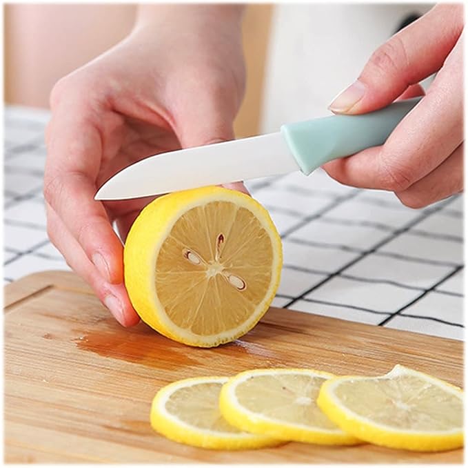 6 Pack Ceramic Paring Knife with Knife Cover, Lightweight Ceramic Knives, Fruit and Vegetable Small Knife (Blue)