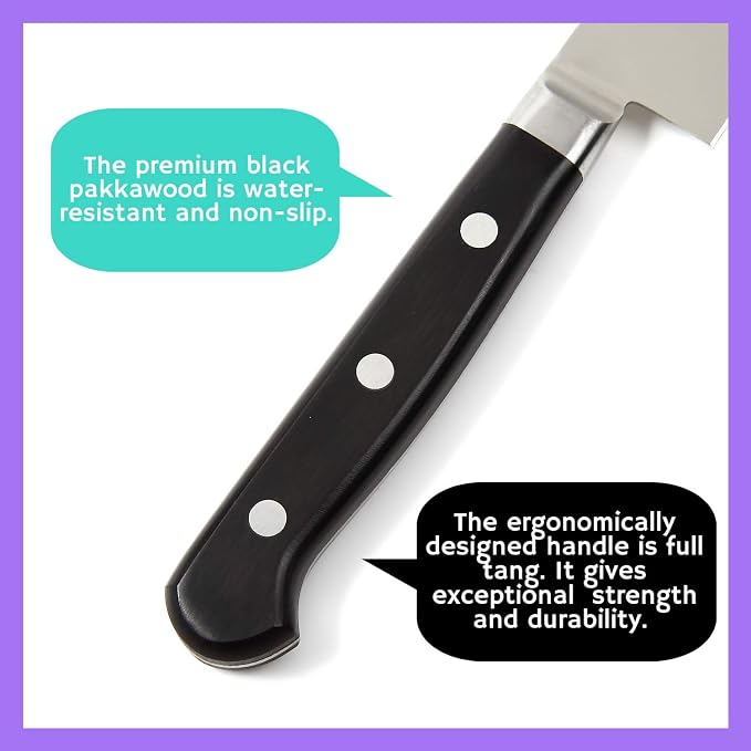 Japanese Petty Knife INOX AUS-8A Stainless Steel Black Pakkawood Handle, 6-inch (150mm)