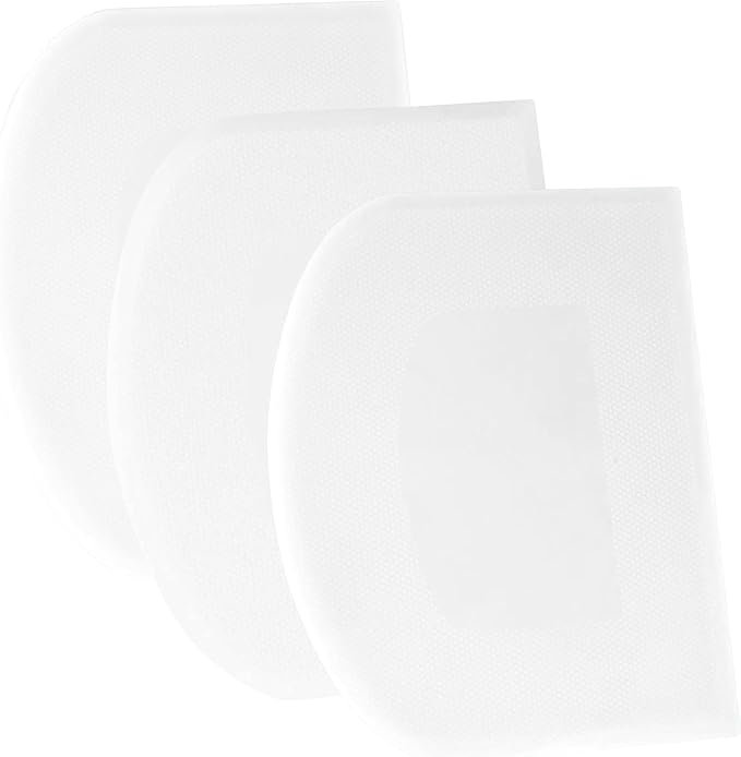 SURDOCA Dough Scraper Bench Scraper - 3P 7.1x4.9" Plastic Flexible Bowl Scraper, Sharp Edge & Angles Cake Scraper. Non-Slip Bakeware Decorating Tools Sculpting & Modeling Tools - Pure White