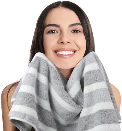 KinHwa Gray Hand Towels for Bathroom, Microfiber, Gray Stripe, 6 Pack