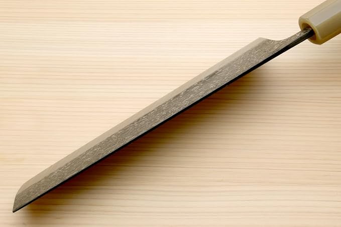 Yoshihiro Black-Forged High Performance SLD Damascus Steel Nakiri Vegetable Knife (7" (180mm), Ironwood Handle) (with Saya)