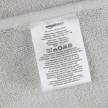 Amazon Basics Banded Bathroom Bath Rug Mat, 100% Cotton, 31 x 20 inches, Soft Silver (Pack of 2)