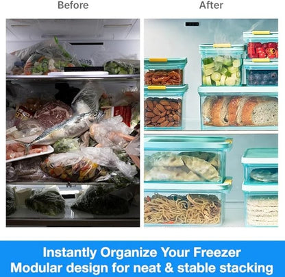 LocknLock Freezer Fit Plastic Freezer Containers | Airtight Stackable Food Storage for Meal Prep | Microwave & Dishwasher Safe | BPA Free Freezer Container with Lid, 2.2L