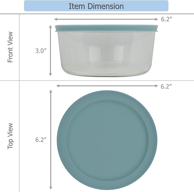 EIKS Glass Storage Container – Airtight Lid – Microwave, Freezer, Dishwasher Safe – Great for Grains, Cereal, Dessert, and Snacks (4 Cup)