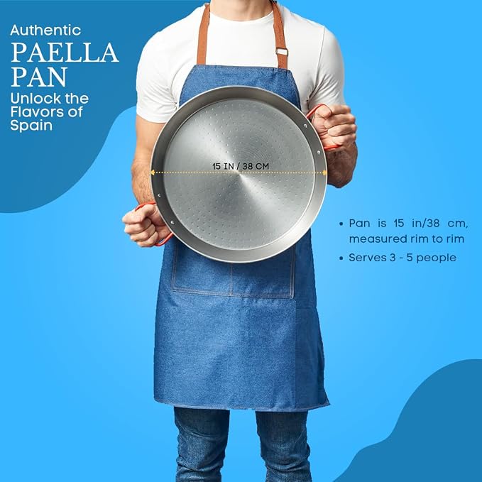 Garcima 15-Inch Carbon Steel Paella Pan, 38cm
