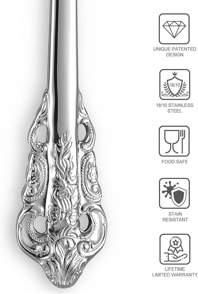 KEAWELL Luxury Dinner Spoon, Set of 4, 18/10 Stainless Steel Tablespoons, Silverware Spoon Set, Mirror Polished, 7.8 Inches (Silver)