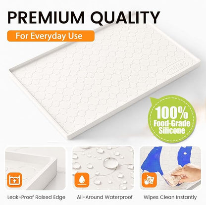 Jin&Bao Waterproof Under Sink Mat 34" x 22", Thick Silicone Mat Cabinet Protector for Kitchen and Bathroom, Shelf Liner, Home Organizer and Storage, Multipurpose Tray for Gadgets and Essentials
