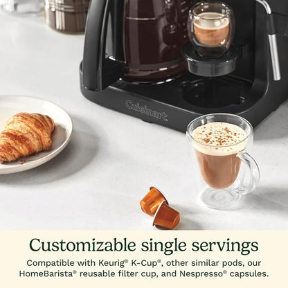 Cuisinart Coffee Center Barista Bar 4-in-1 Coffee Maker, Single-Serve Pods Compatible, Coffeemaker, Three Brewing Sizes, SS-4N1MBNAS, Black