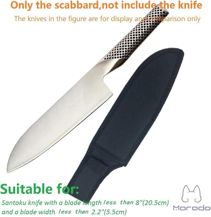 8" Santoku Knife Scabbard Sheath Sande knife Sheath (Black Nylon)