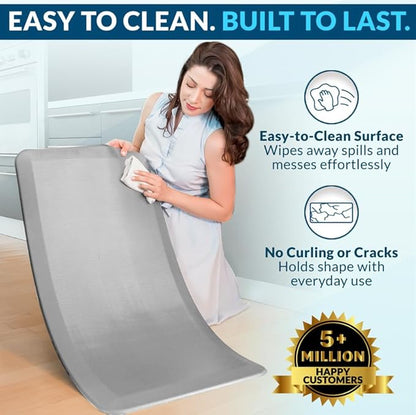 ComfiLife Anti Fatigue Floor Mat – 3/4 Inch Thick Kitchen Mats for Floor, Standing Desk Mat, Kitchen Rug – Comfort at Home, Office – Durable – Stain Resistant – Non-Slip Bottom (20" x 39", Silver)