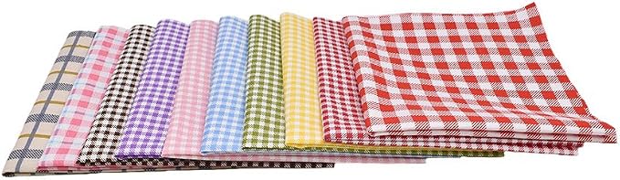 10pcs 12 x 12 inches (30cmx30cm) Print Check Series Fabric Bundle Squares Patchwork DIY Sewing Scrapbooking Quilting Pattern Artcraft