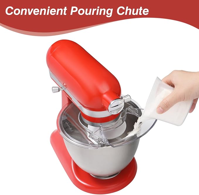 Pouring Shield for KitchenAid Mixer- Mixer Splash Guard for 3.5 Quart Tilt-Head Stand Mixer - Mixer Shield with Removable Pouring Chute, Mixer Accessories and Attachments
