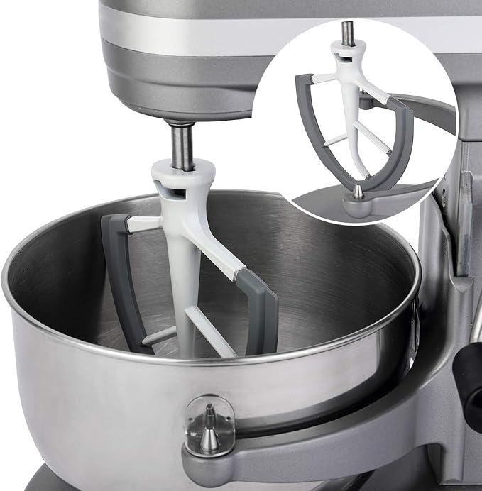 Roabertic Flex Edge Beater for KitchenAid Bowl-Lift Stand Mixer - 6 Quart Flat Beater Paddle with Flexible Silicone Edges