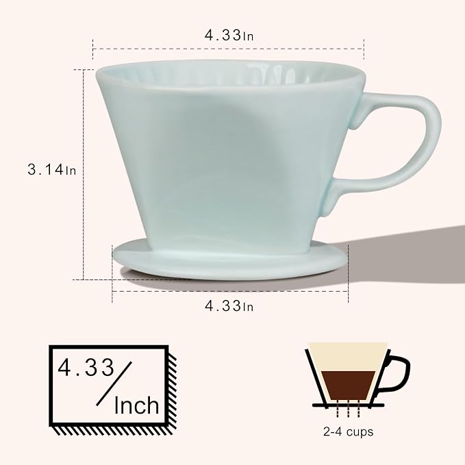 hailanbao Handmade Pour Over Ceramic Coffee Dripper - Authentic Brewing Experience for Camping, Office, and Home (Green)