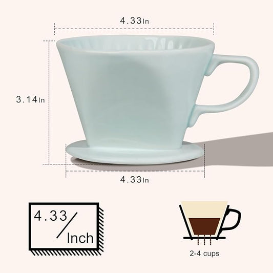 hailanbao Handmade Pour Over Ceramic Coffee Dripper - Authentic Brewing Experience for Camping, Office, and Home (Green)