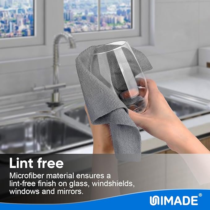 UNIMADE Microfiber Cleaning Cloth, 20 Pack Reusable Microfiber Towels for Cars Lint Free Cleaning Shop Towel Rags for Home Kitchen Automotive Bar Mechanic Restaurant Garage, 11.5"x 11.5", Grey