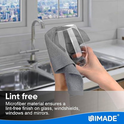 UNIMADE Microfiber Cleaning Cloth, 10 Pack Reusable Microfiber Towels for Cars Lint Free Cleaning Shop Towel Rags for Home Kitchen Automotive Bar Mechanic Restaurant Garage, 11.5"x 11.5", Grey